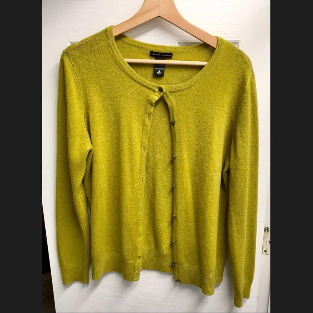 New York & Company olive colored cardigan